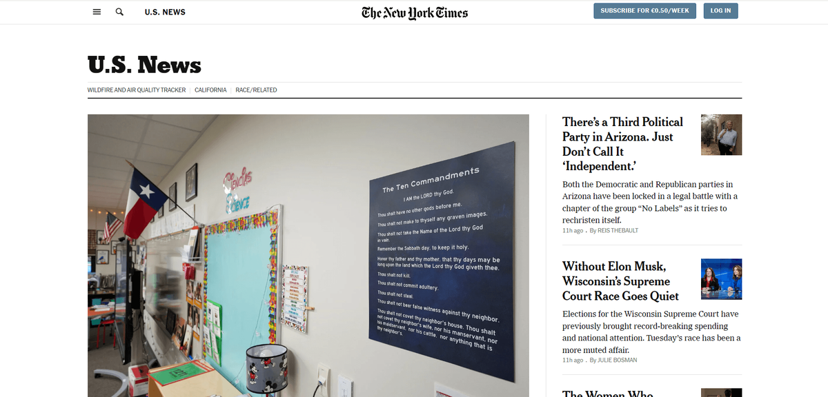 Пример классического стиля в веб-дизайне – The New York Times
