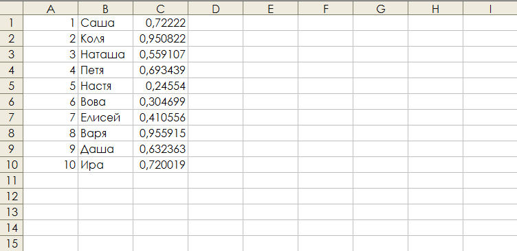 3. Создаем столбец рандомных чисел