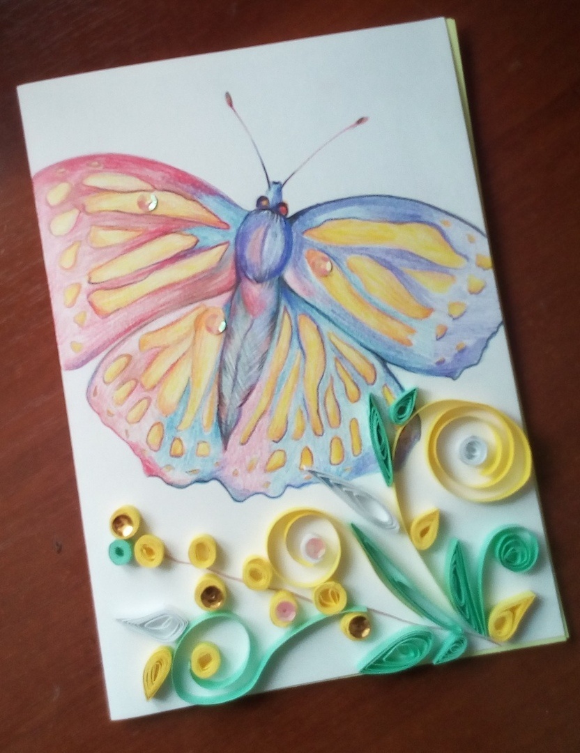 Открытка в технике квиллинг