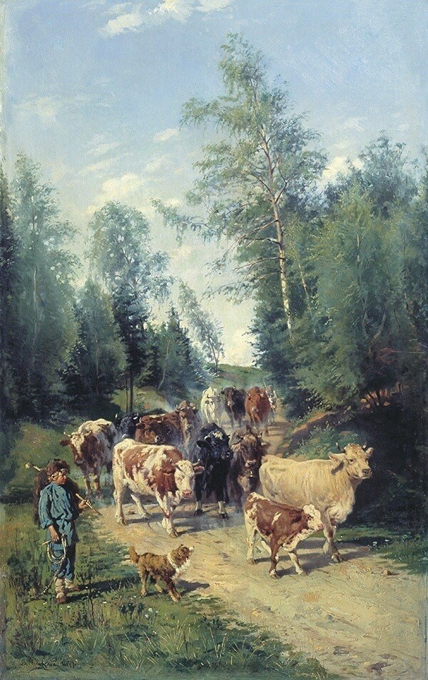 Стадо", 1879
Маковский В.Е. (1846-1920) картина "Стадо" 1879 г.