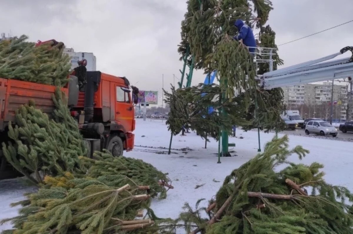    20-метровую елку устанавливают в сквере имени Гагарина Южного округа