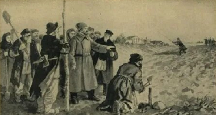 Крестьяне делят помещичьи земли. Изображение из открытых источников