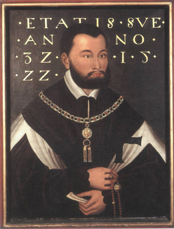 Albrecht von Brandenburg-Ansbach (1490-1568), last Grand Master of Teutonic order in Prussia (1511-1525). В 1511 году рыцари Тевтонского ордена избрали Альбрехта своим великим магистром. Стремился избавить Орден от вассальной зависимости — подчинения польскому королю Сигизмунду I, который был его дядей.