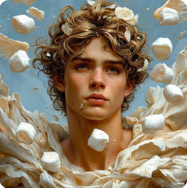 Бог западного ветра Зефир. Создано с помощью нейросети Яндекса.