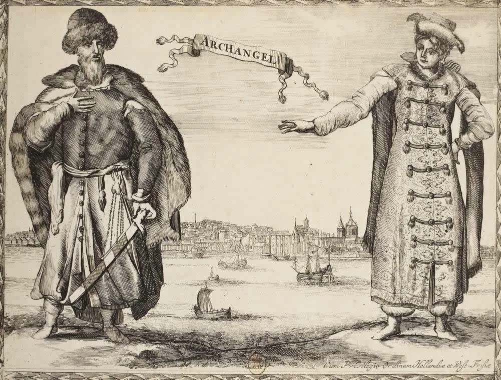 Архангелогородцы. Голландская гравюра 1670г.