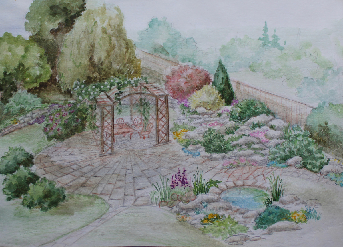 Альпийская горка, площадка отдыха