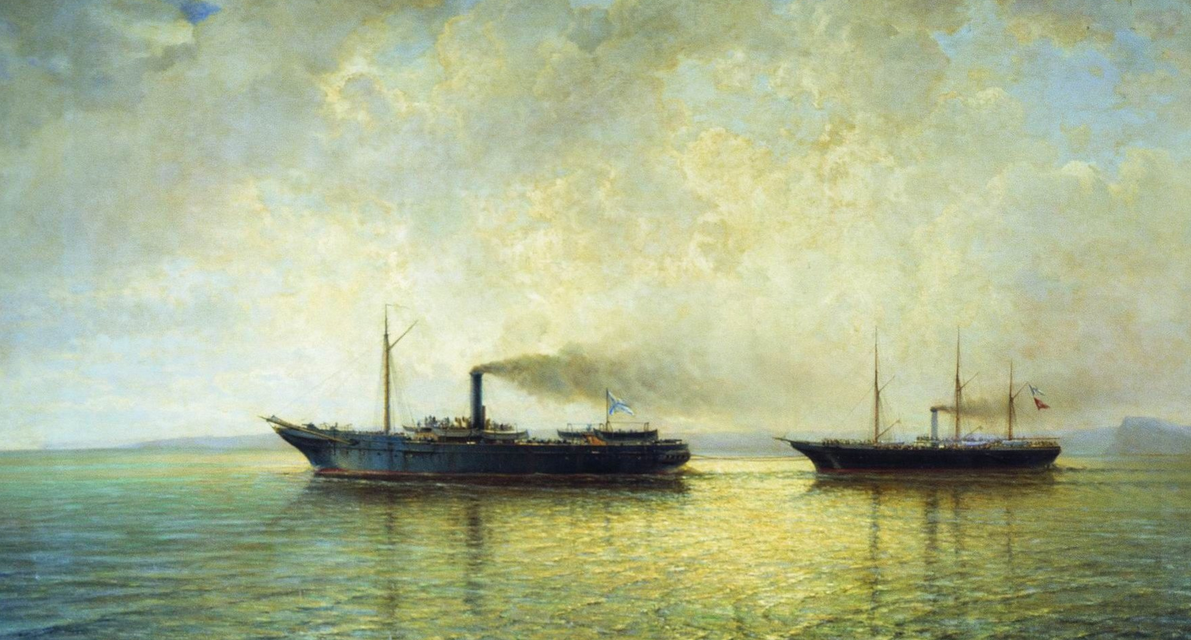 Боголюбов А.П. Взятие вооруженным пароходом «Россия» турецкого транспорта «Мерсина» 13 декабря 1877 года