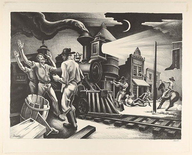 Рисунок ограбление поезда бандой Джесси Джеймса