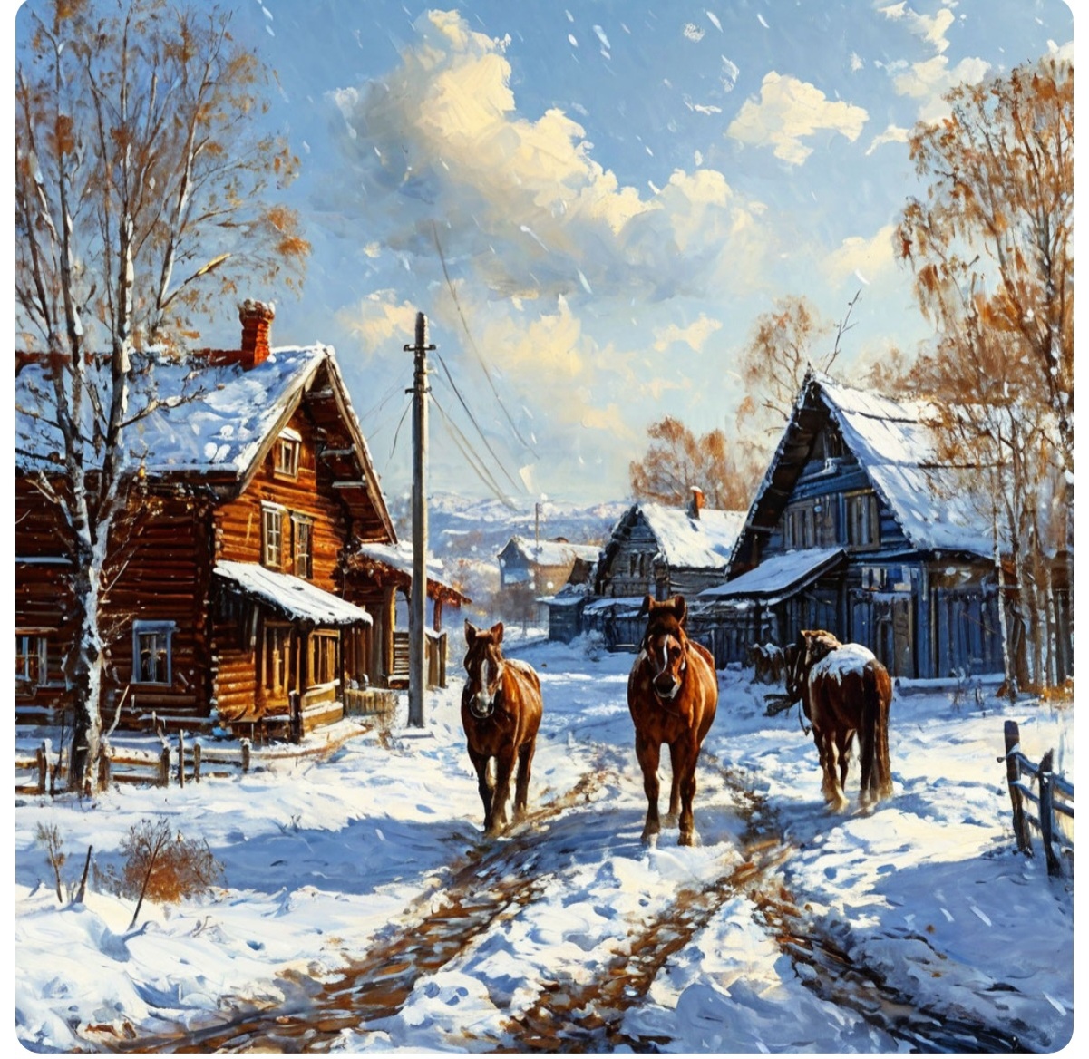 Резвые кони скачут по улице