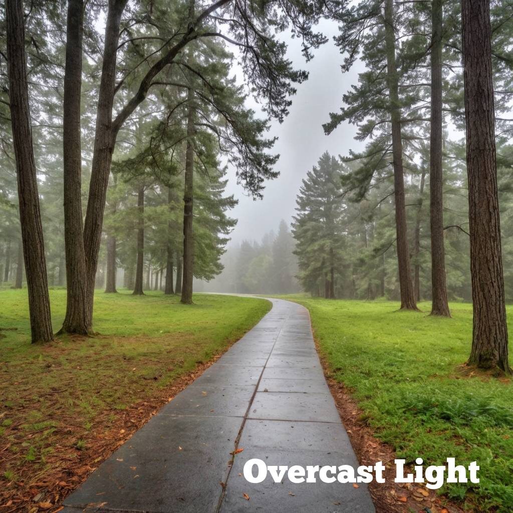 A neutral, serene scene on an overcast day, soft diffuse light with no harsh shadows, calm and muted colors, perfect for a neutral portrait.