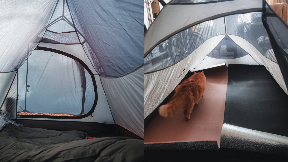 Палатка Naturehike Cloud Up 2. Вместимость: две пенки и один кот