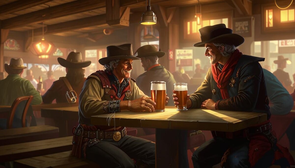 Фото 1. Ковбои пиво пьют после спора.