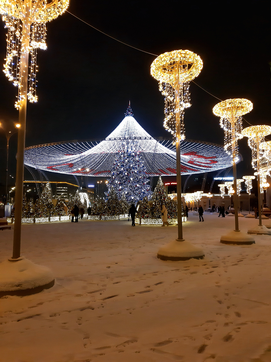 Новогодняя ёлочка-шатёр у входа в Парк Горького. Москва. декабрь 2024 год.