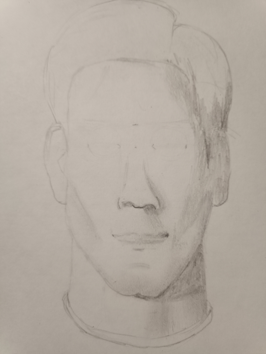 Делим лицо на три равные части, без волос. 