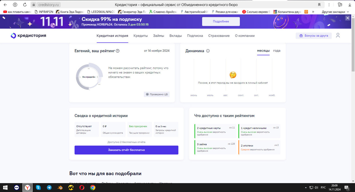Это моя кредитная история от 14.11.24.