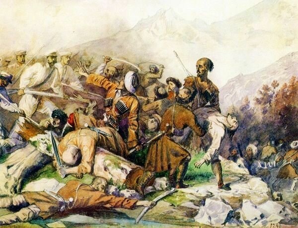 Сражение на реке Валерик, 1840 (худож. М. Ю. Лермонтов) (фото из интернета; здесь как иллюстрация)