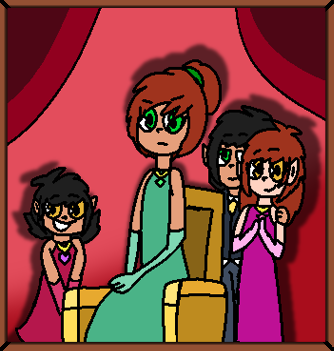 Фотография семьи Кристмас в театре Франца (слева направо: Мэри, Бабушка Кристмас, Мистер Кристмас, Миссис Кристмас) в серии «Багира и Битва с Драконом».