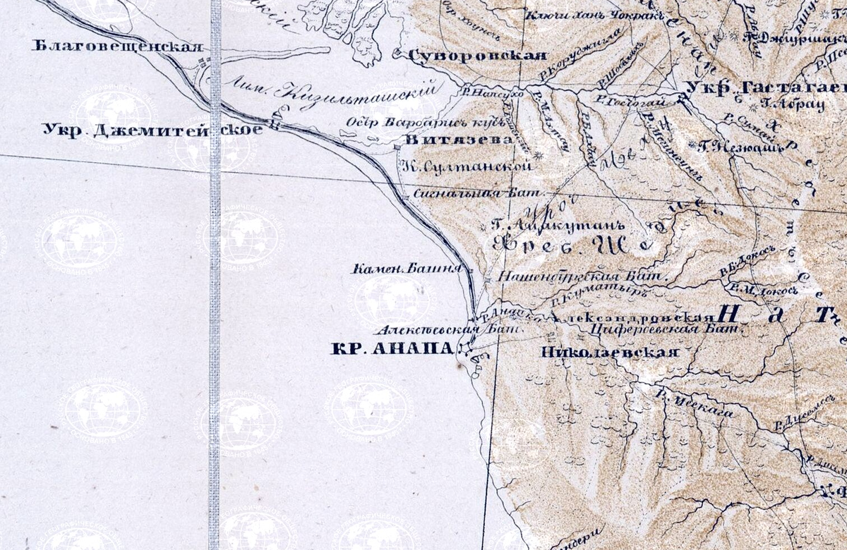 Карта Кавказского края. Генеральный штаб отдельного Кавказского корпуса. 1847 г.