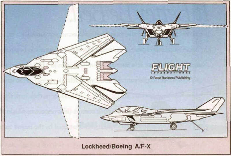 схема проекта палубного ударного самолета A/F-X. Схема сайта secretprojects.co.uk