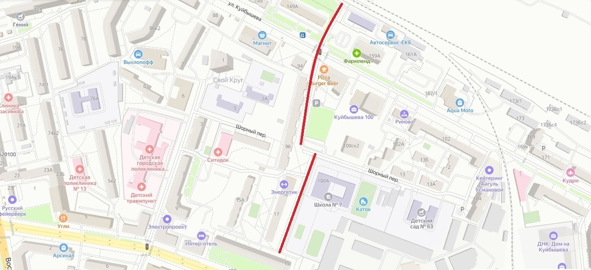 Переулок Насосный (Екатеринбург) © Яндекс