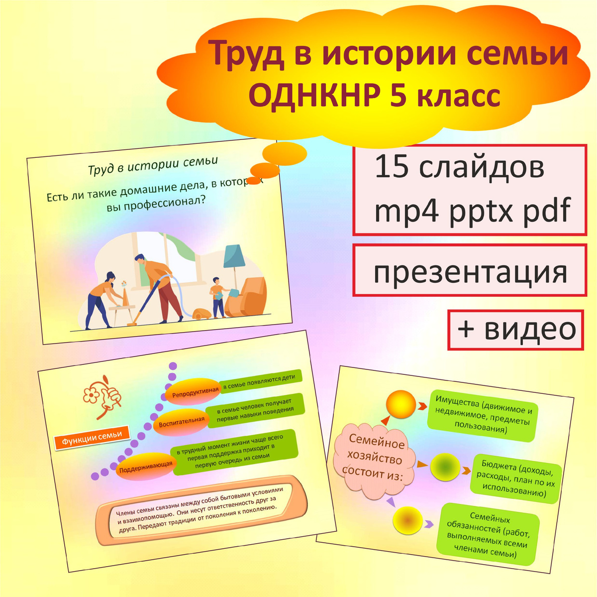 Презентация + видео «Труд в истории семьи» ОДНКНР 5 класс.