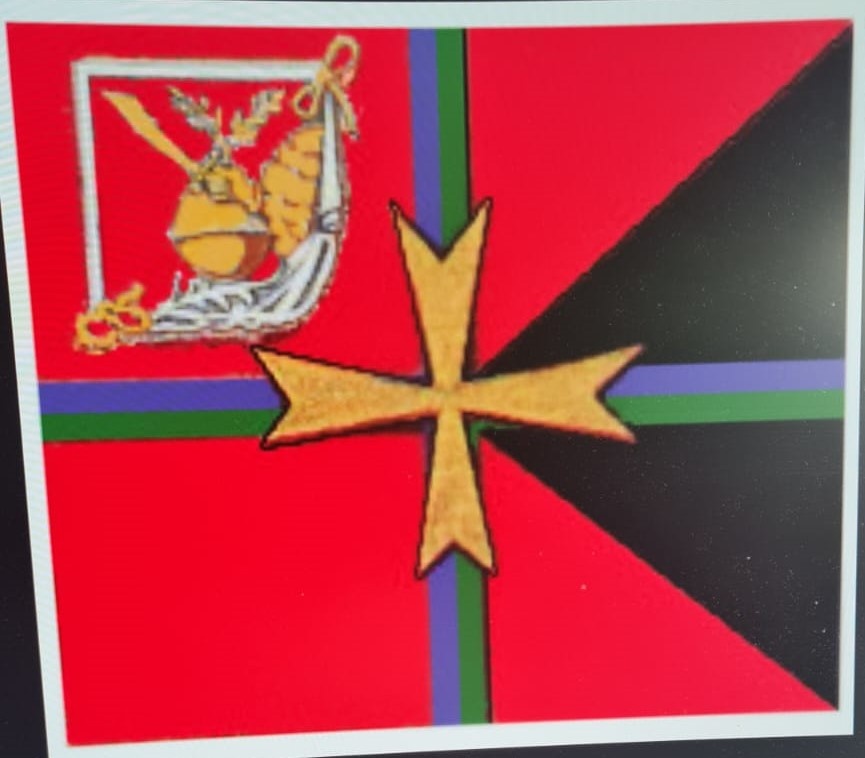 Знамя Вологодского пехотного (армейского) полка 1712 г. https://руни.рф/Файл:Знамя_Вологодского_Армейского_полка_и_Вологодского_Драгунского_полка.jpg На ротных знамёнах изображалась эмблема той провинции, к которой, по реформе 1708 года, приписывался полк (для некоторых полков вводились абстрактные символы): – ВОЛОГОДСКИЙ – золотая рука с мечом, упирающаяся на державу, над которою находится лавровая ветвь, а на средине – золотой, восьмиконечный крест. https://petro-barocco.ru/archives/1419