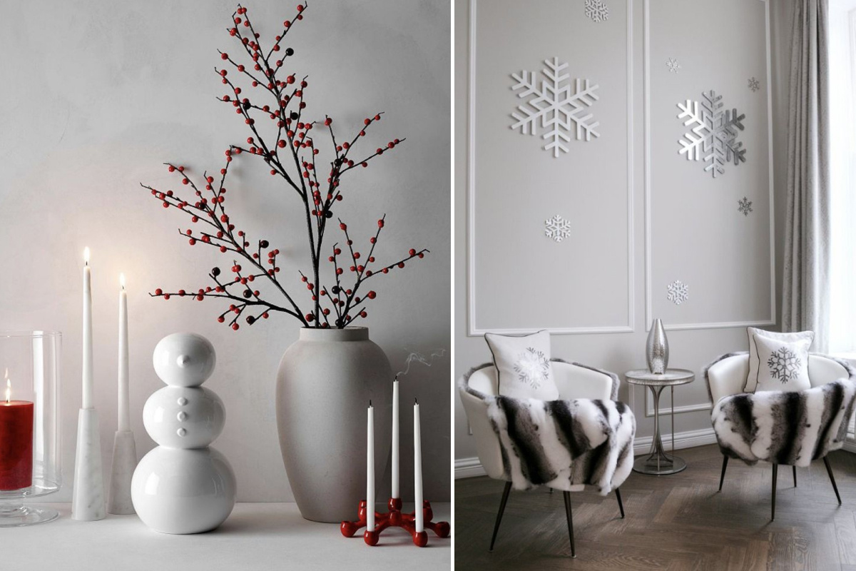Минималистичное новогоднее оформление в холодных тонах