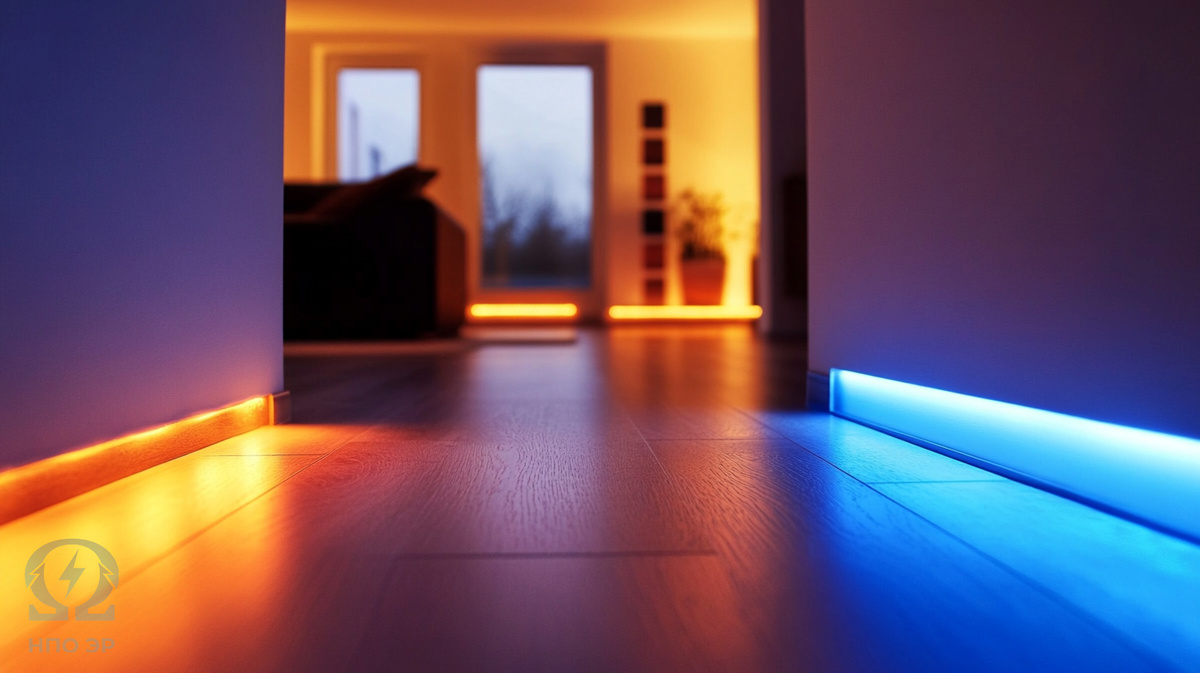 Рисунок подсветки теневого плинтуса. Изображение выполнено командой НПО ЭлектроРазработки