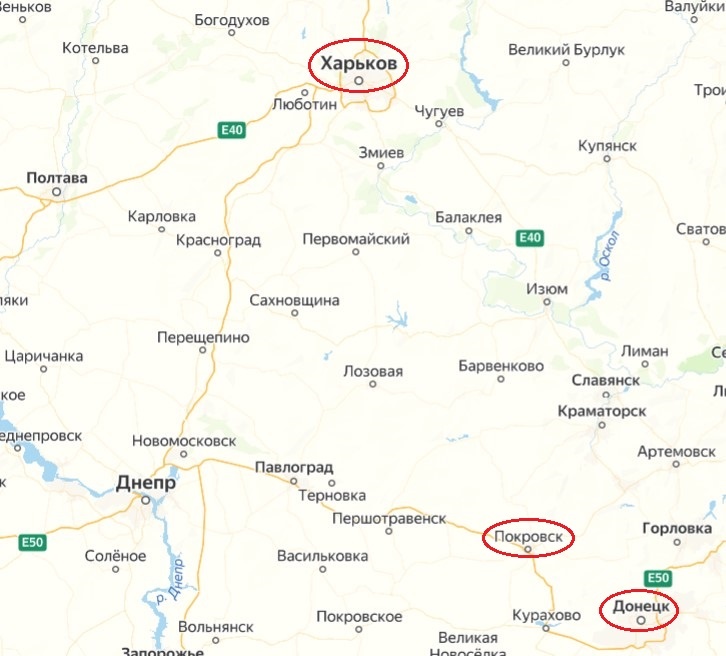   Расположение города Покровск.