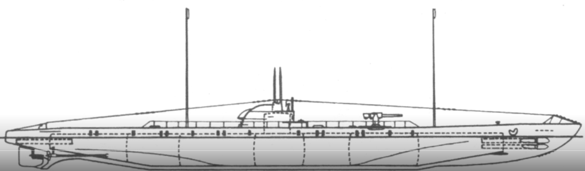  Схема внешнего вида подводной лодки данного типа