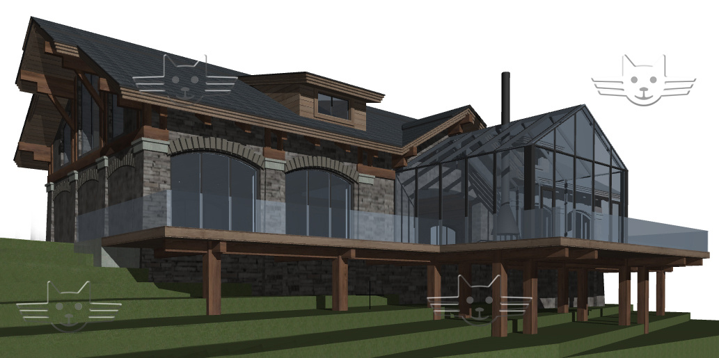 Эскиз дома охотника с трофейным залом. Первый вариант. Архикад.