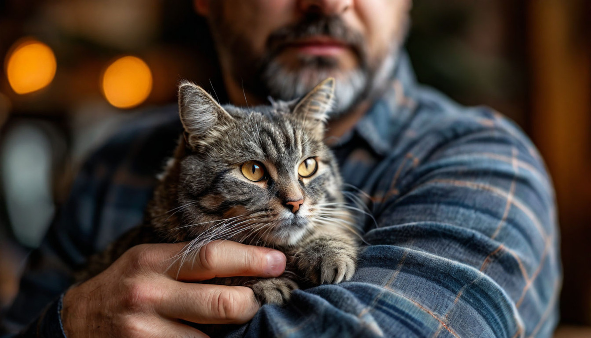 мужчина и кот