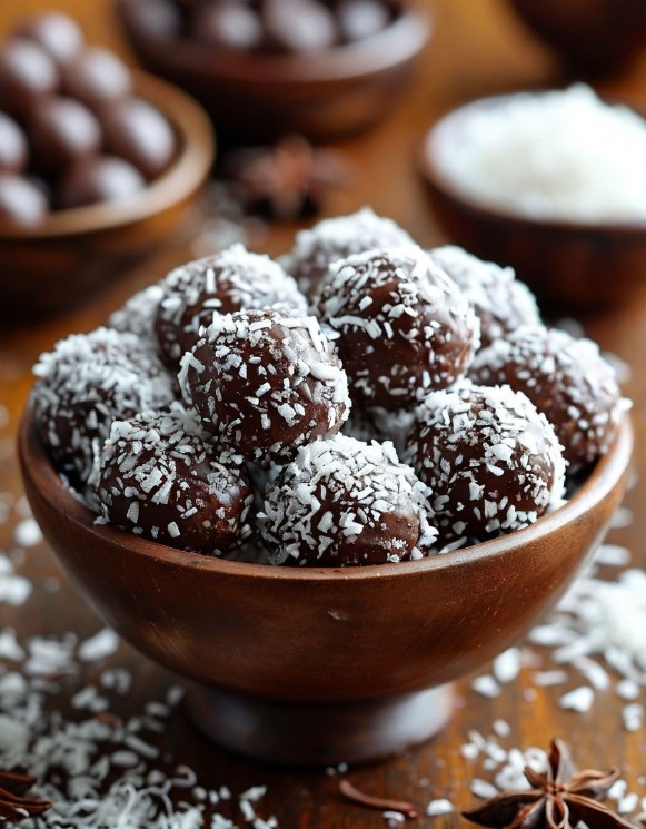 Протеиновые шоколадные трюфели. Низкоуглеводные сладости с высоким содержанием белка.