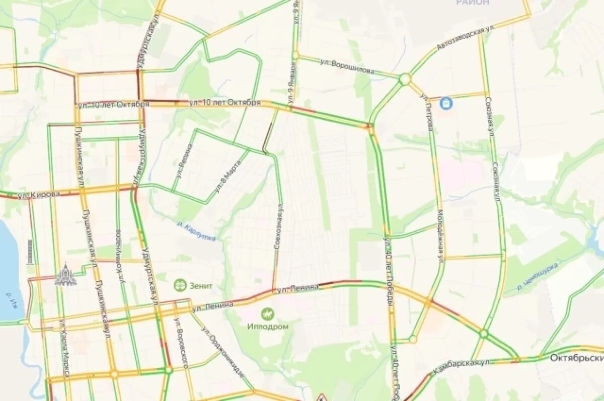    Жители Ижевска жалуются на огромные пробки в городе