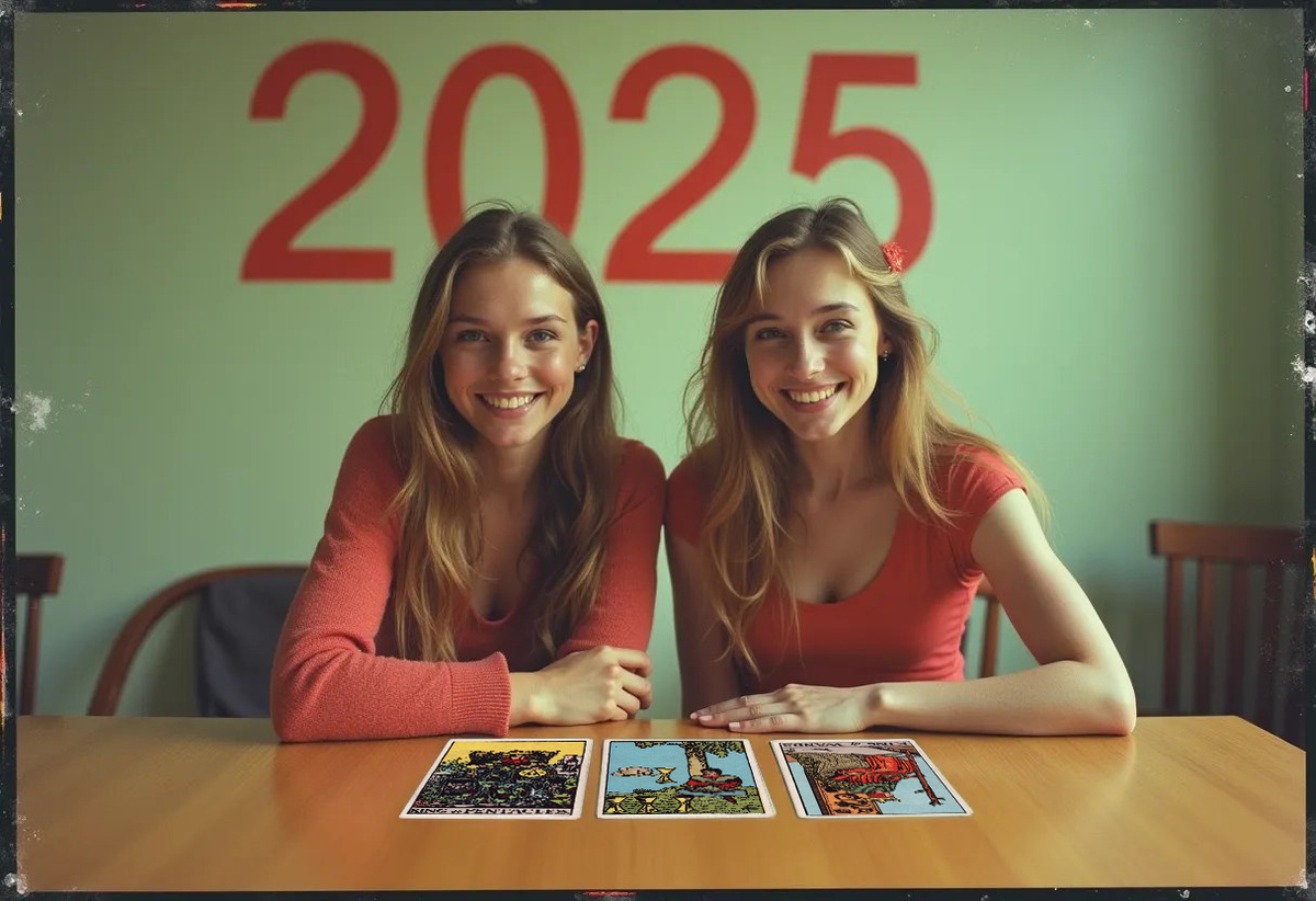 Расклад на картах Таро на 2025 год для Близнецов. Иллюстрация — Звёзды над городом