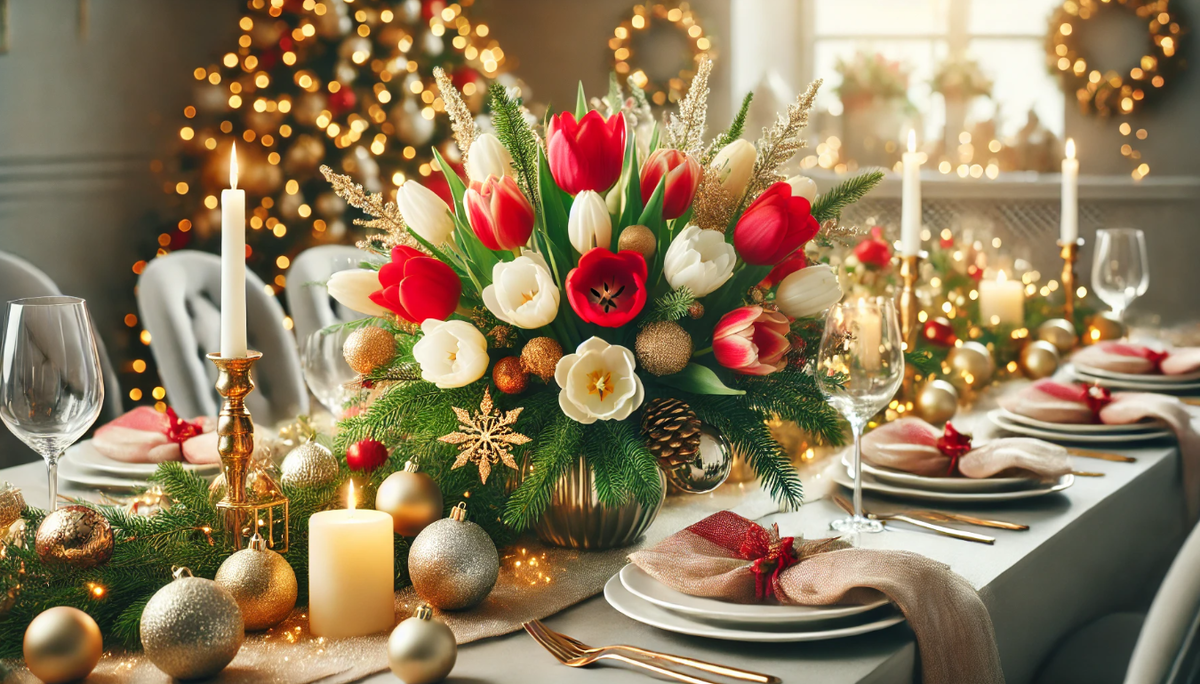 Букет из тюльпанов на Новый год