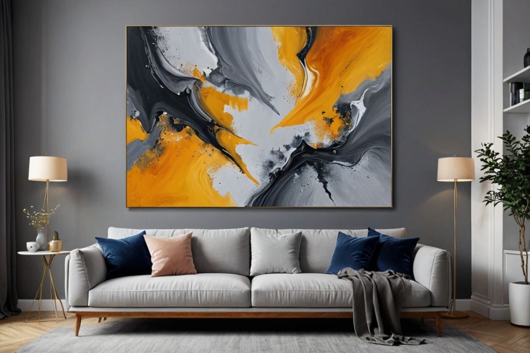 Картины –  мощный  инструмент  для  создания  настроения  и  подчеркивания  стиля  гостиной