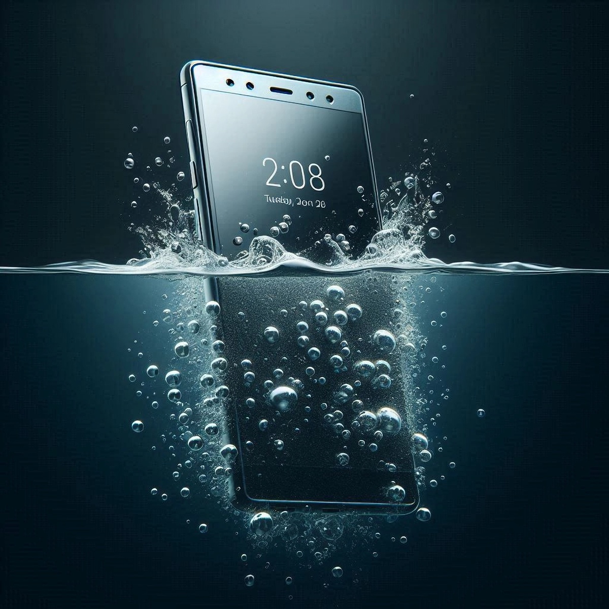 Телефон упал в воду.