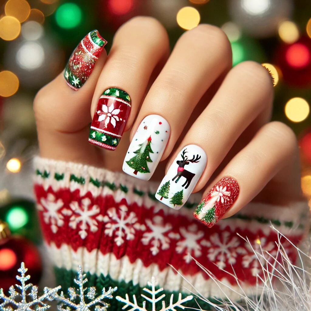 рождественский маникюр
