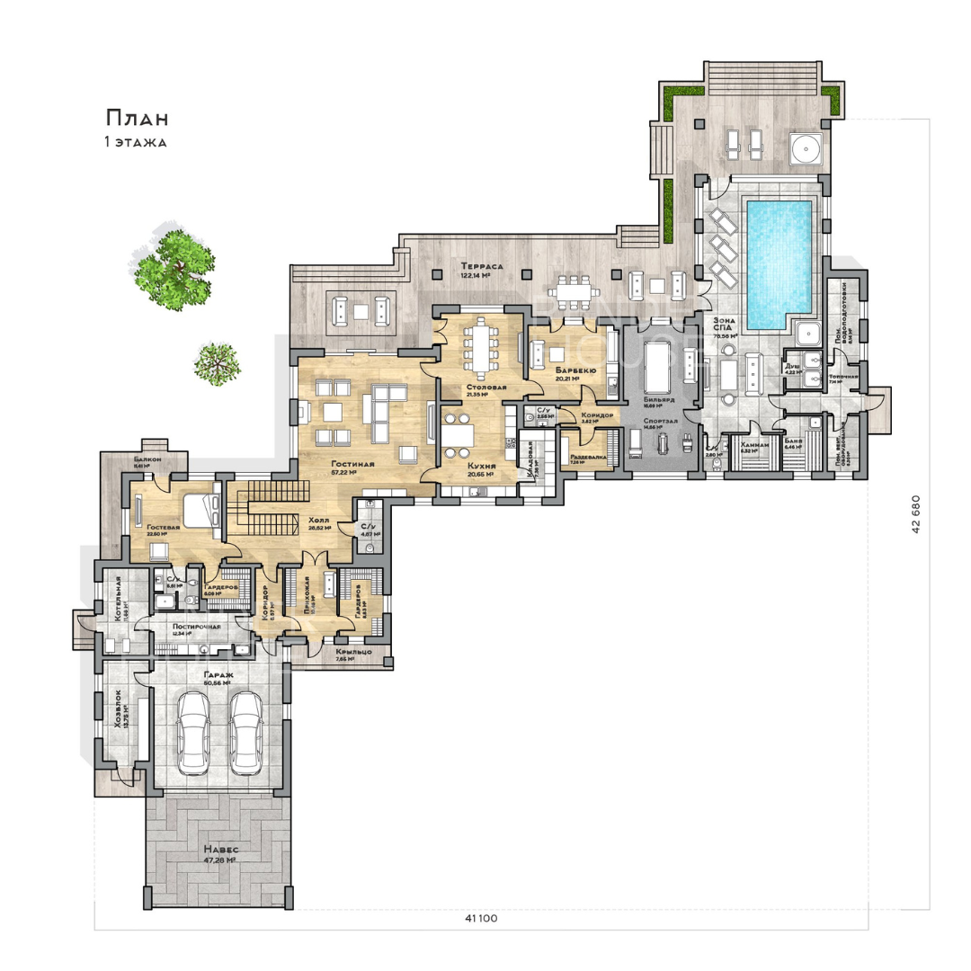 Планировка 1 этажа