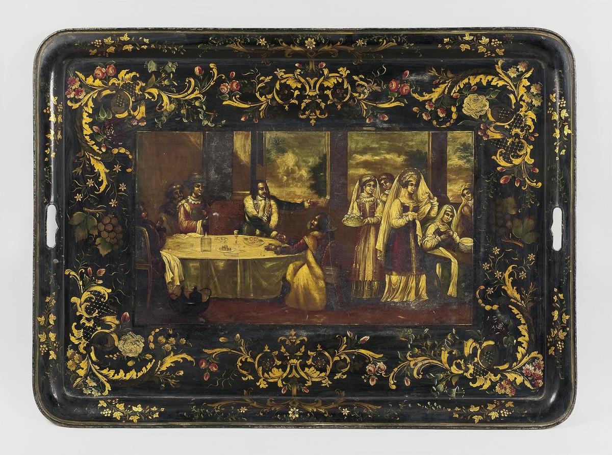 Поднос с изображением ассамблеи у князя Меншикова