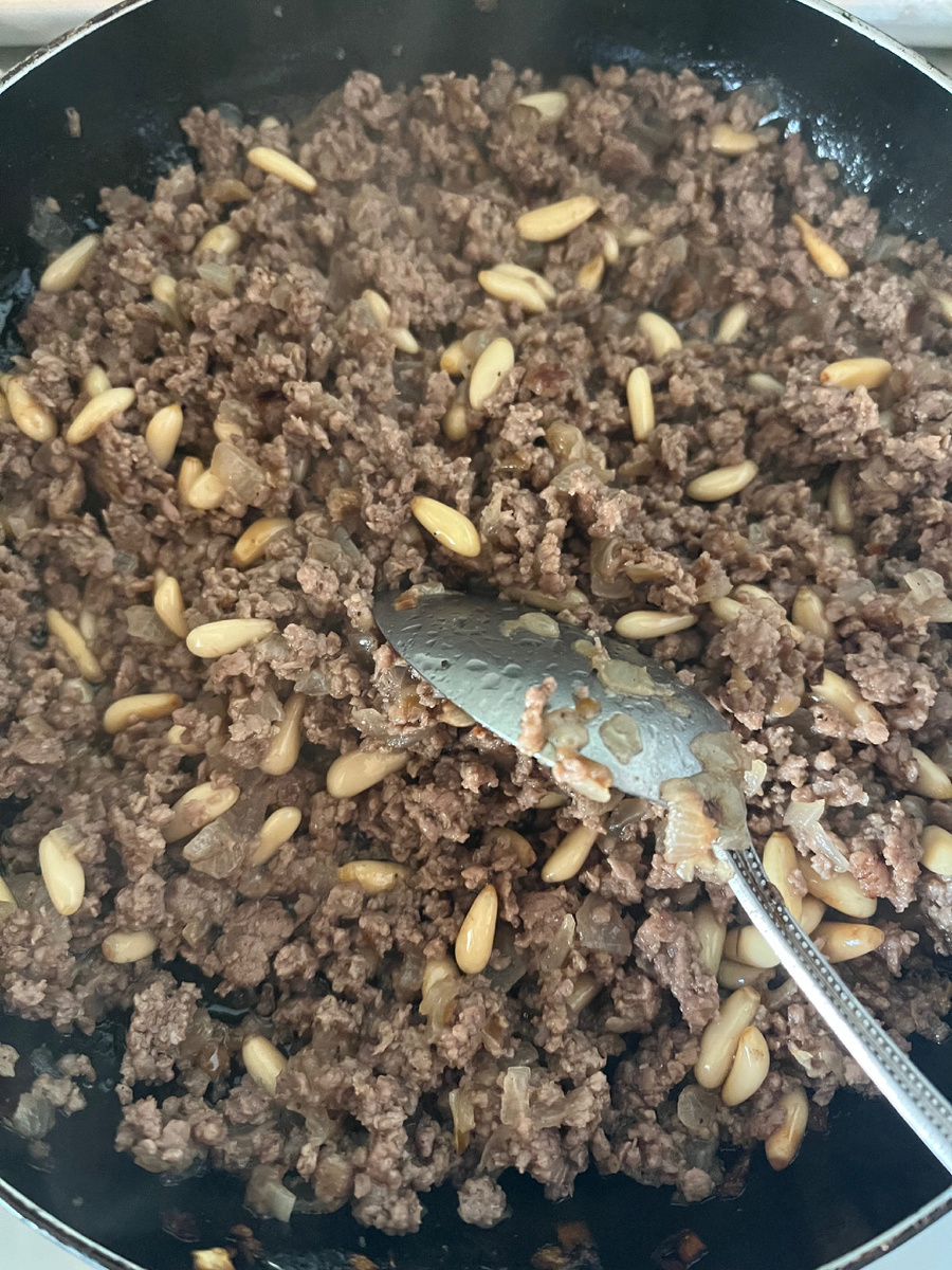 Обжаренный фарш.