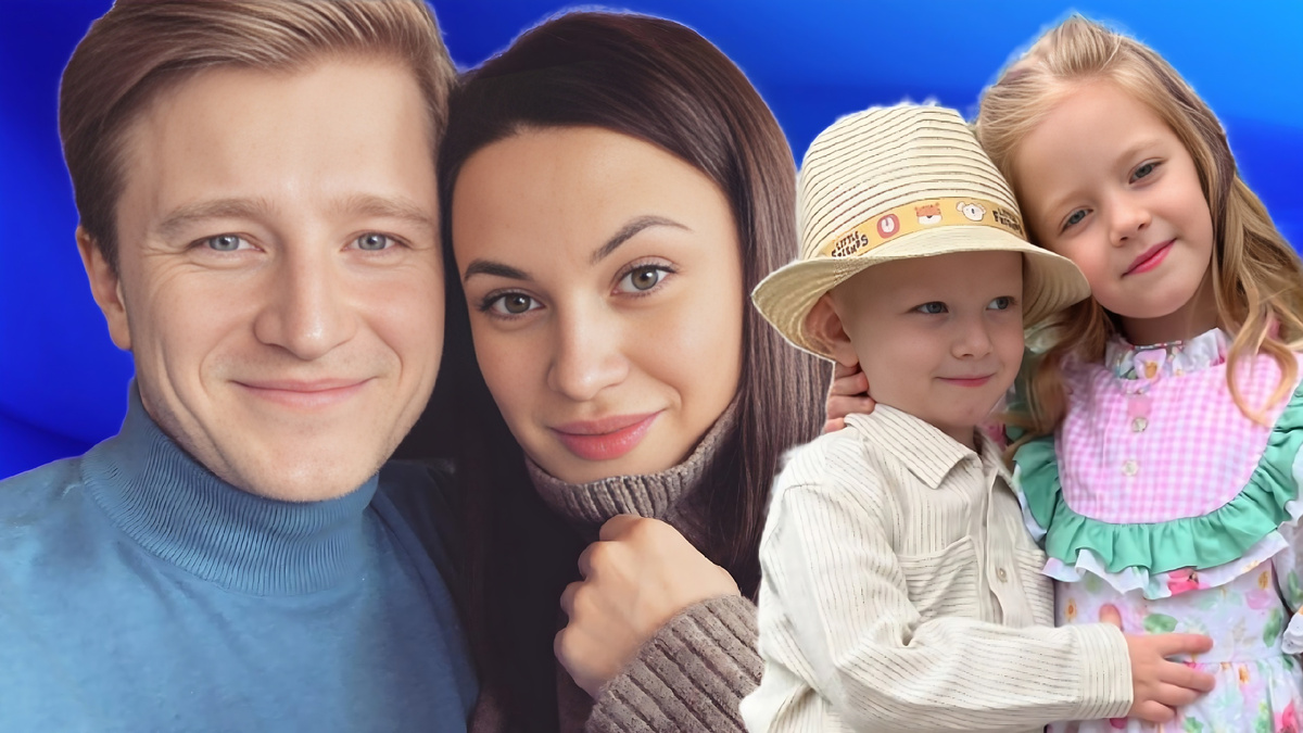 Актер Вячеслав Чепурченко с женой Екатериной Чепурченко и детьми. Коллаж. Автор: Елена Д.