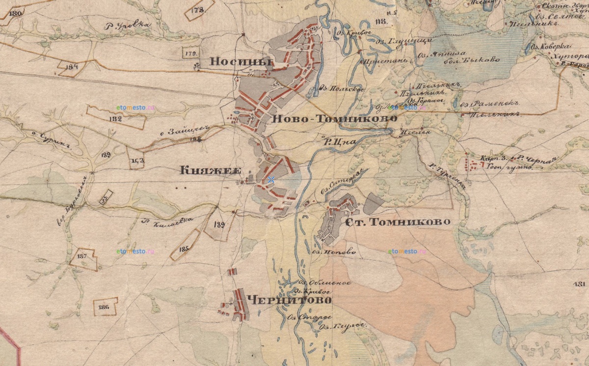 Фрагмент карты Менде Тамбовской губернии 1862 года