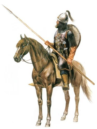 Русский воин-дружинник X в. Современная реконструкция. 

Цит. по: Алексинский Д. П. Всадники войны. Кавалерия Европы. СПб., 2005