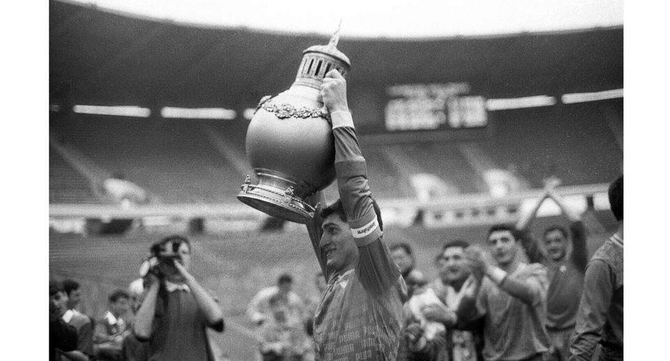    Капитан тбилисской команды «Динамо» Михаил Кавелашвили с Кубком Грузии, 1993 год. Г. Ахаладзе / РИА «Новости»