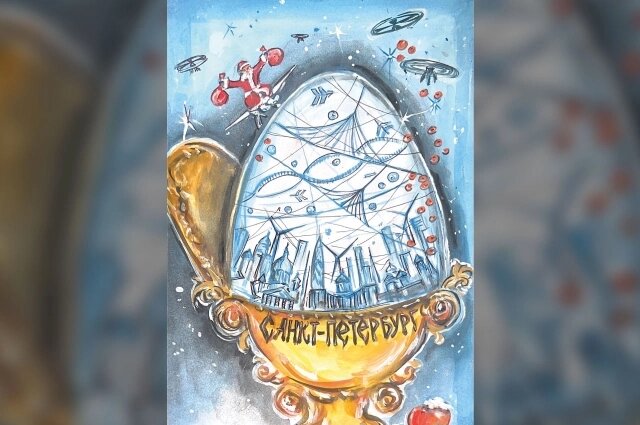    Ученица 9 класса средней школы № 317 Олия Давлятзода изобразила будущий Петербург внутри легендарного яйца Фаберже с современными технологиями. Фото: Пресс-служба Смольного