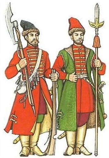 Царские стремянные стрельцы в парадной форме.