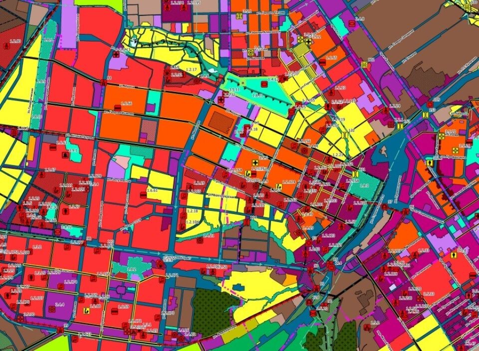    Фрагмент карты зонирования территорий с участками частного сектора. Источник: "Гипрогор"