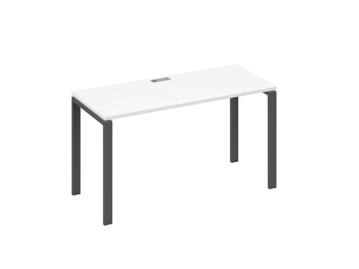Стол офисный 140х70 на металлокаркасе Юнитекс А4 UNO белый премиум / антрацит (код товара 285181)